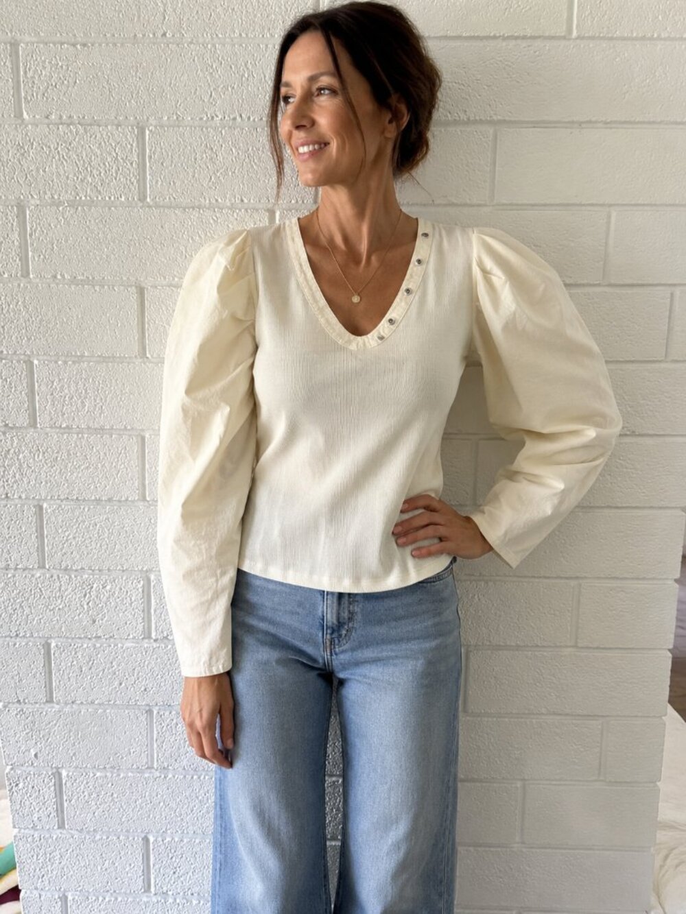 Ulla Johnson Cream Ribbed Cotton Top
